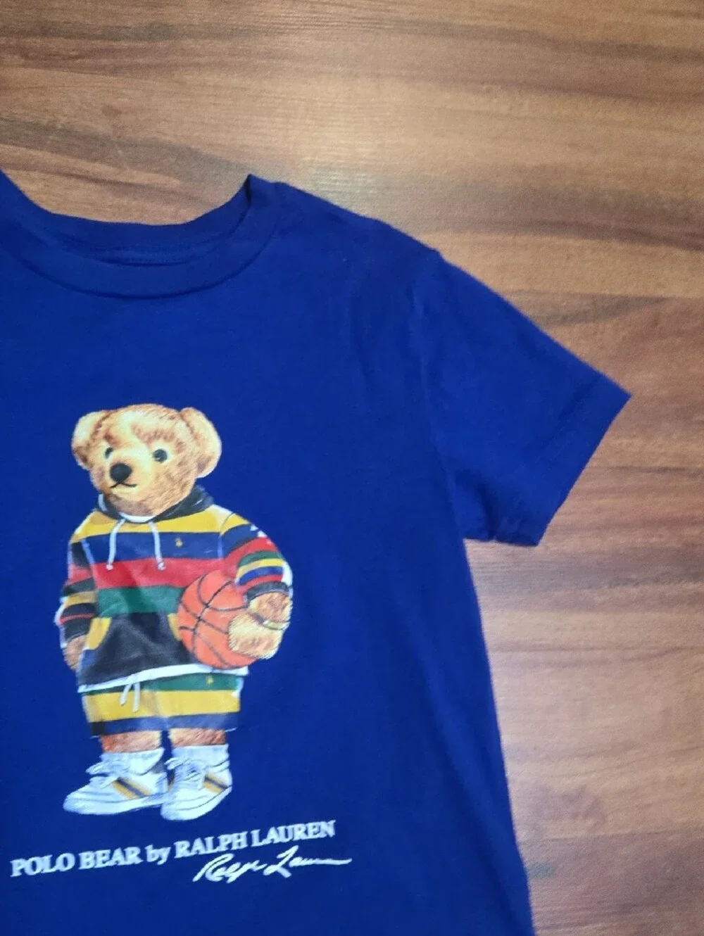 Ralph Lauren Kids Royal Blue Polo Bear Graphic Tee Sz 6 Great Condition